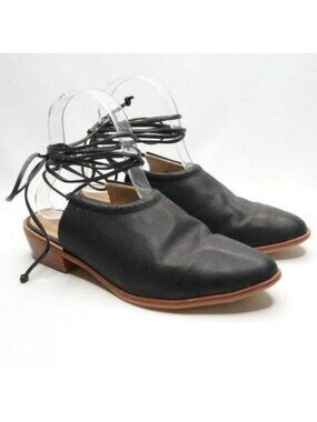 Urban Outfitters Bird Of Flight Women's Size 7.5 Black Leather Lace Up Mules